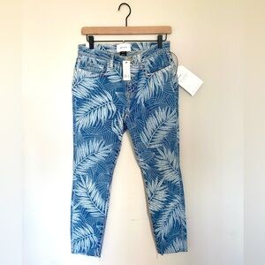 CURRENT ELLIOT The Stiletto Palm Print Raw Hem Denim Jean Sz27 $228